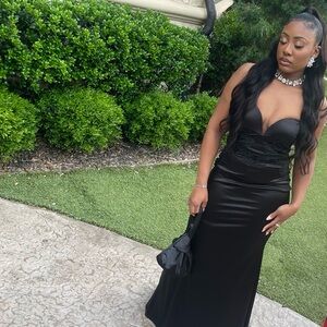 Black Amari Satin Gown